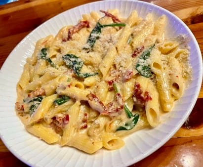 Sun-dried tomatoes pasta.
